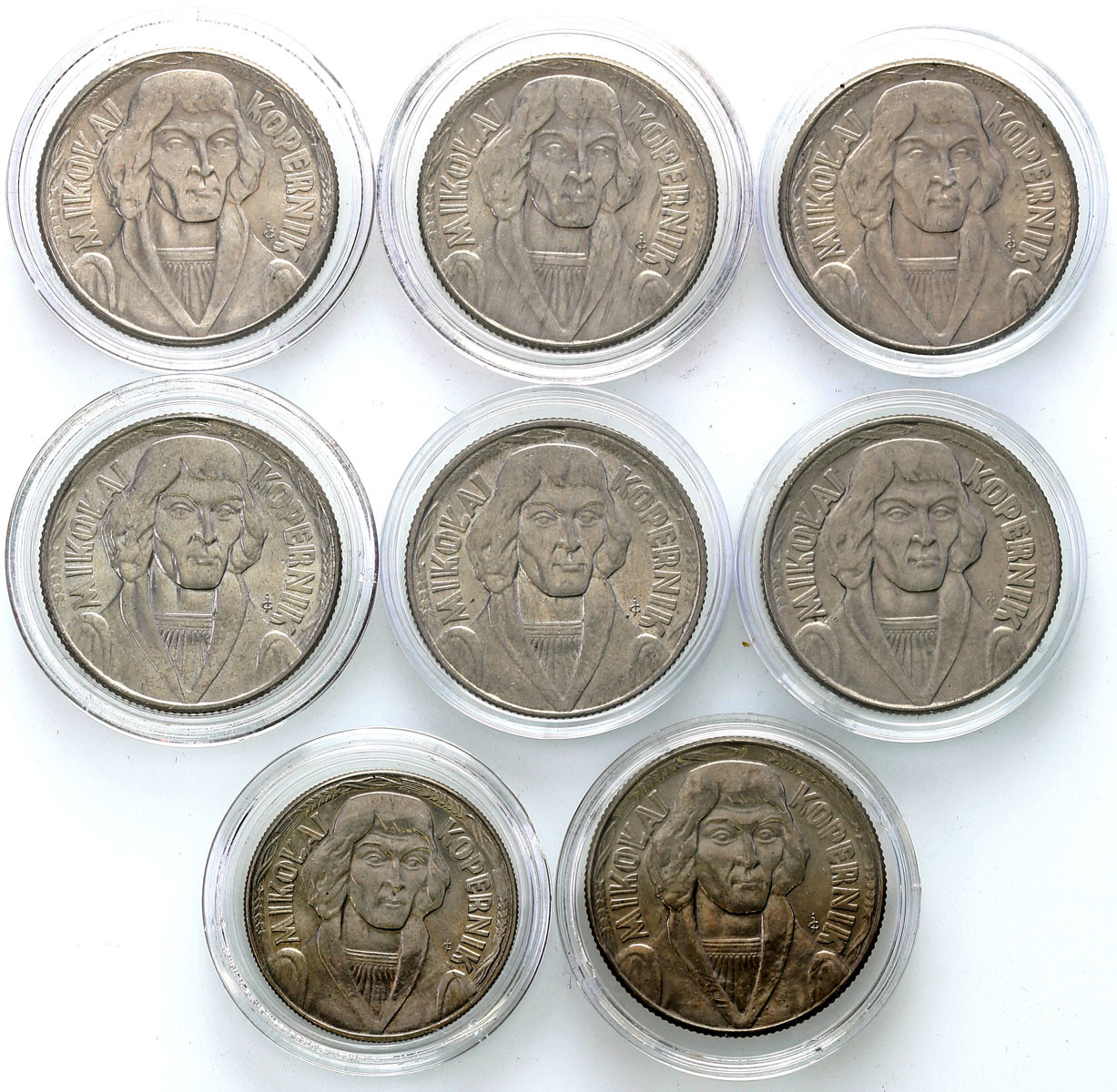 PRL. 10 złotych 1959-1968 Kopernik, zestaw 8 monet